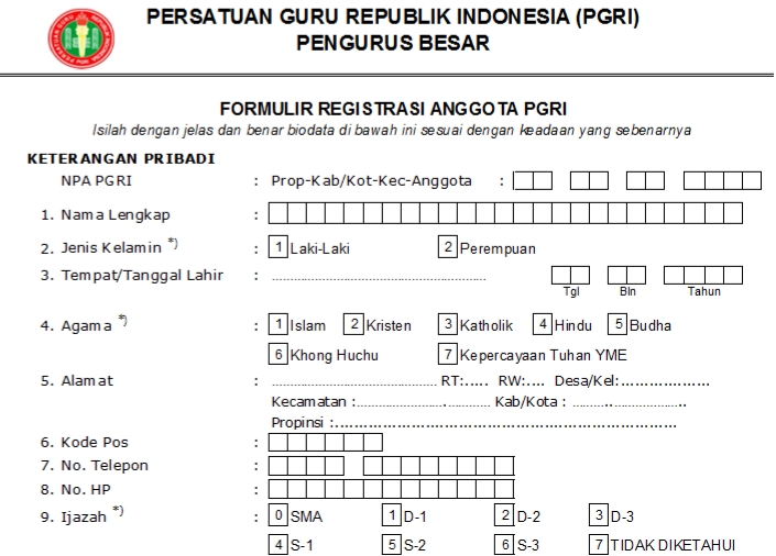 Pendaftaran PGRI Serambagi Timur - Persatuan Guru Republik Indonesia Cabang Serambagi Timur